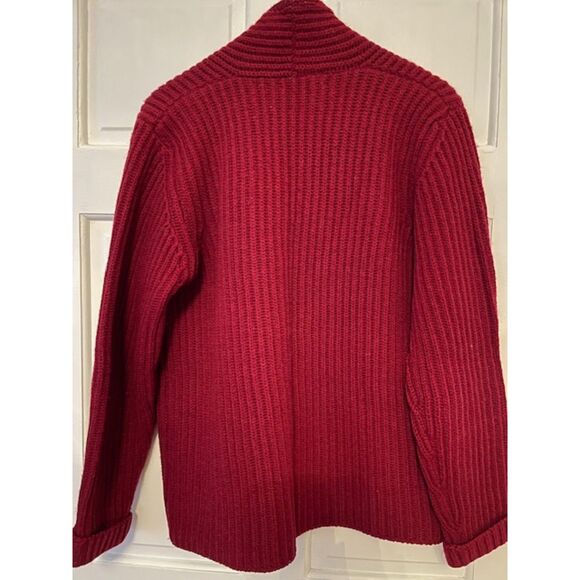 L.L.Bean Cardigan Sweater/ Cardigan 100%Wool, Red, Size L - Picture 2 of 3